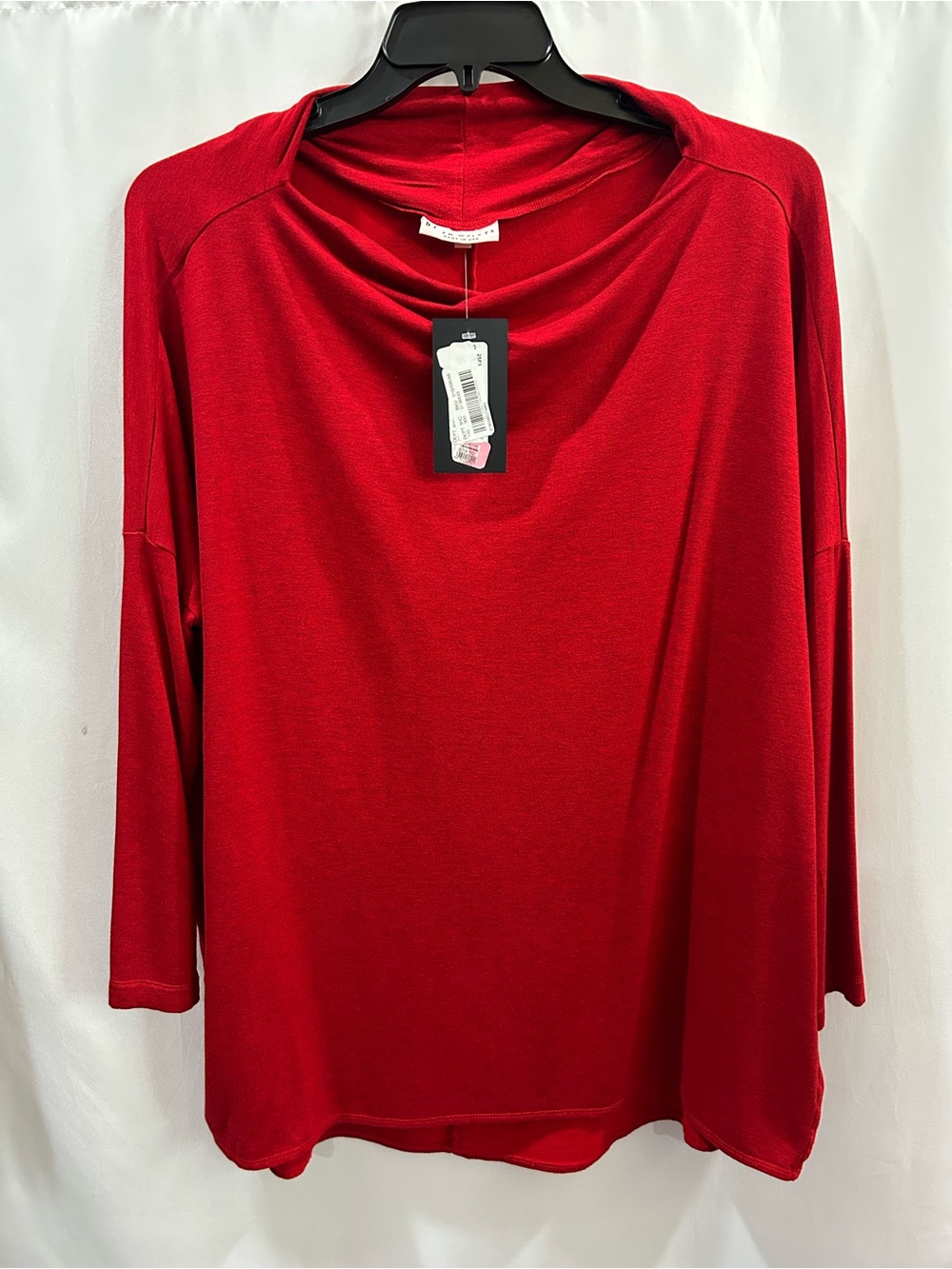 Bryn Walker Dimitri Red Draped Cowl Neck terry Long Sleeve Top